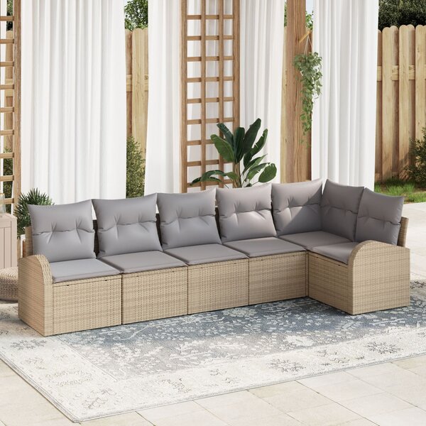 Kerti Kanapé Szett párnával 6 pcs Bézs Poli rattan