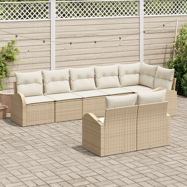 Kerti Kanapé Szett Beige és krém 55 x 55 x 37 cm polirattan