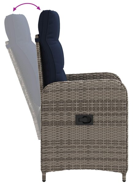 VidaXL Kerti lounge szett 2 db PE rattan és porbevonatos acél