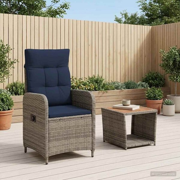 VidaXL Kerti lounge szett 2 db PE rattan és porbevonatos acél
