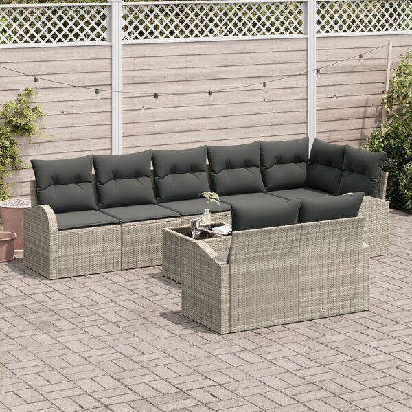 Kerti Kanapé Szett Világosszürke 55 x 55 x 37 cm polirattan