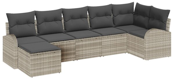 Kerti Kanapé Szett párnával 7 pcs Világosszürke Poly Rattan
