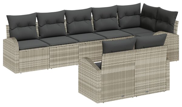 Kerti Kanapé Szett Világosszürke 55 x 55 x 37 cm polirattan