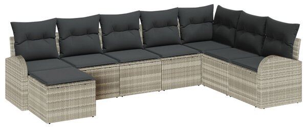 Kerti Kanapé Szett párnával 8 pcs Világosszürke Poli rattan