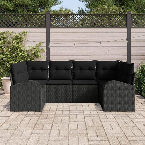 Kerti Kanapé Szett 6 db Fekete [Műanyag]: Poly Rattan