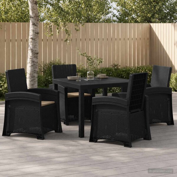 VidaXL Kert étkező szett 5 db Antracitszürke és Tópszínű PP
