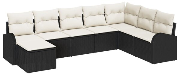 Kerti Kanapé Szett 8 db Fekete [Műanyag]: Poly Rattan