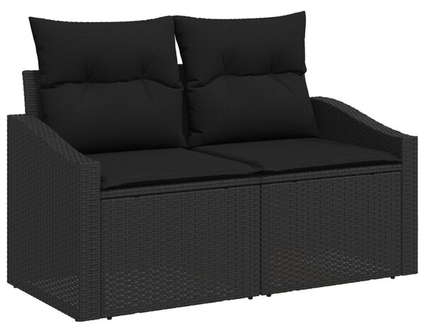 Kerti Kanapé Szett párnával tárolóval 6 pcs Fekete polirattan