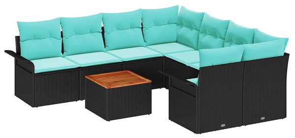 Kerti Kanapé Szett 9 db 8-Ülőhelyek száma Fekete és Türkiz