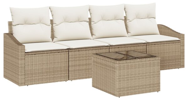 Kanapé Szett 5 db Beige és krém polirattan