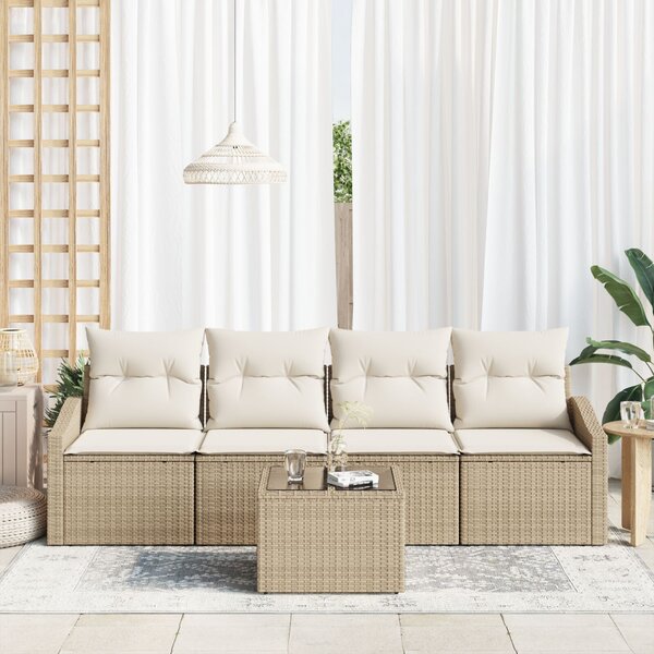 Kanapé Szett 5 db Beige és krém polirattan
