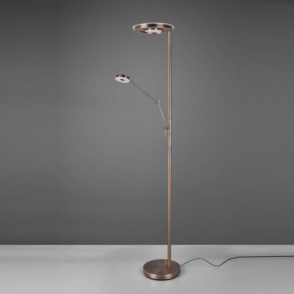 Trio Lighting Barrie LED mennyezeti lámpa olvasólámpával, antik sárgaréz, dimmelhető, Bronz / antik sárgaréz, Nappali / Étkező, fém, Modern