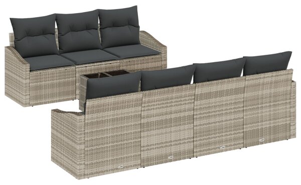 Kanapé Szett 8 db Világosszürke és Sötétszürke polirattan
