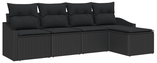 Kanapé Szett 5 db Fekete polirattan