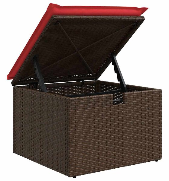 Kerti Kanapé Szett párnával 4 pcs Barna és Piros polirattan