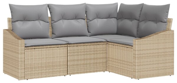 Kerti Kanapé Szett 4 pcs Beige és Világosszürke polirattan