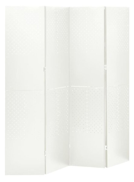 Fehér acél 4-paneles térelválasztó 160 x 180 cm