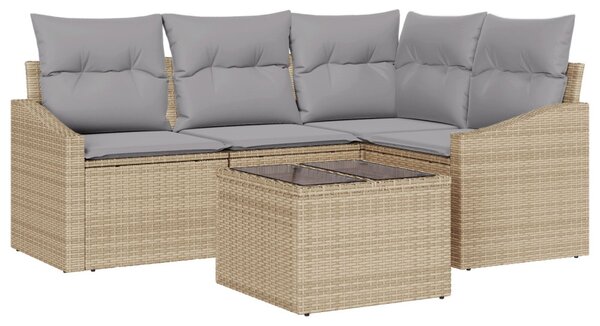 Kerti Kanapé Szett 5 db Beige és Világosszürke polirattan
