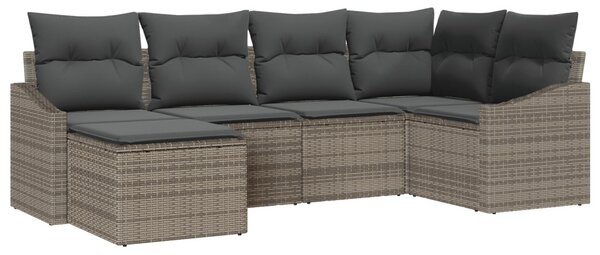 Kert étkező szett 6 pcs Szürke Poli rattan és porfestett acél