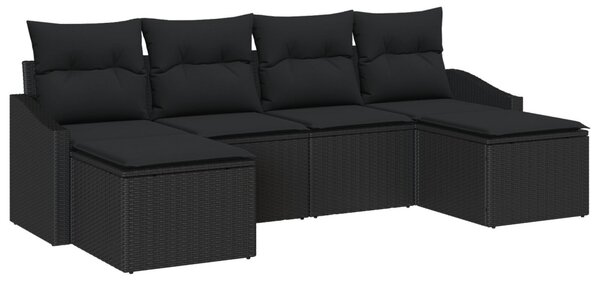 Kert étkező szett 6 db Fekete polirattan