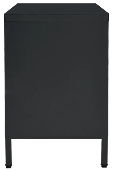 Fekete acél és üveg TV-szekrény 105 x 35 x 52 cm
