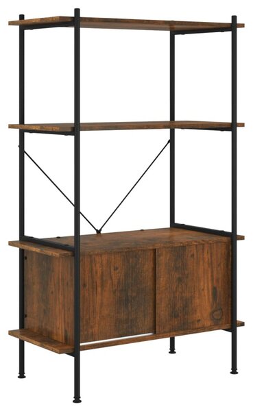 4 szintes acél és szerelt fa polc szekrénnyel 80x40x130 cm