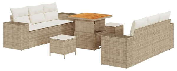 Kerti Kanapé Szett Beige és krém Poly Rattan