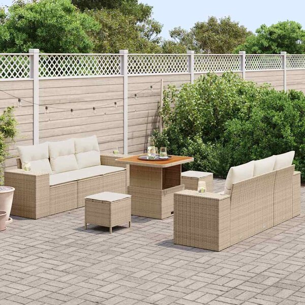 Kerti Kanapé Szett Beige és krém Poly Rattan