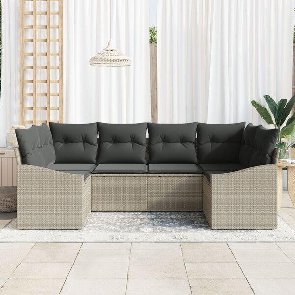 Kanapé Szett párnával 6 pcs Világosszürke polirattan