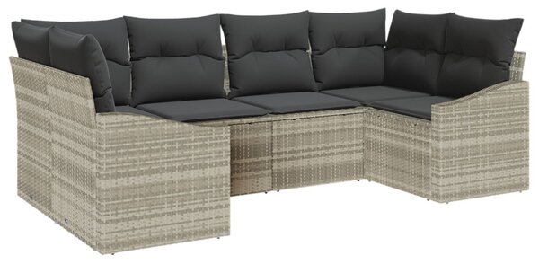 Kanapé Szett párnával 6 pcs Világosszürke polirattan