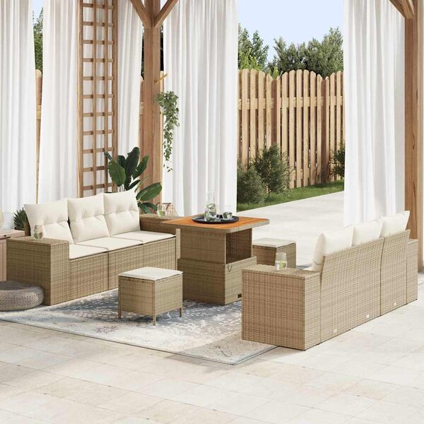 Kerti Kanapé Szett Beige és krém Poly Rattan