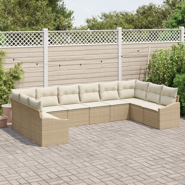 VidaXL Kerti Kanapé Szett tárolóval 10 pcs Beige és krém polirattan