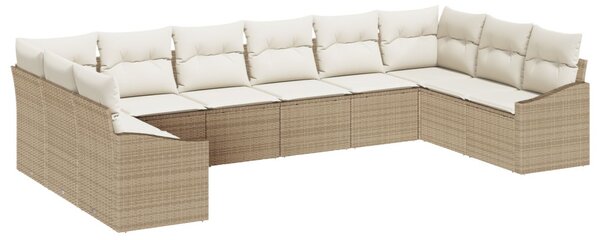VidaXL Kerti Kanapé Szett tárolóval 10 pcs Beige és krém polirattan