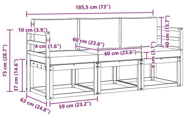 VidaXL Kültéri kanapé szett 3 pcs
