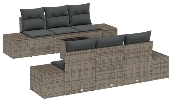 Kerti Kanapé Szett párnával 7 pcs Szürke polirattan