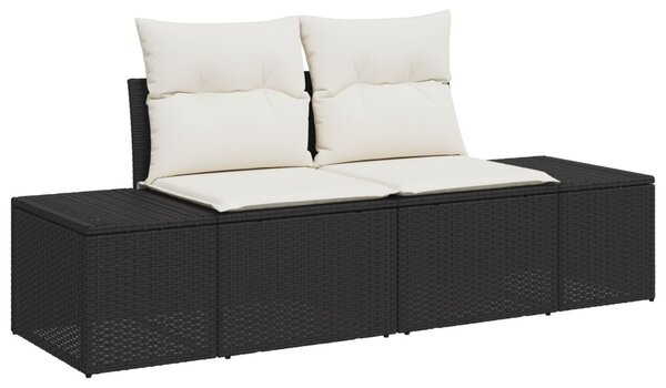 VidaXL Kerti Kanapé Szett párnával tárolóval 9 pcs Fekete és krémszínű