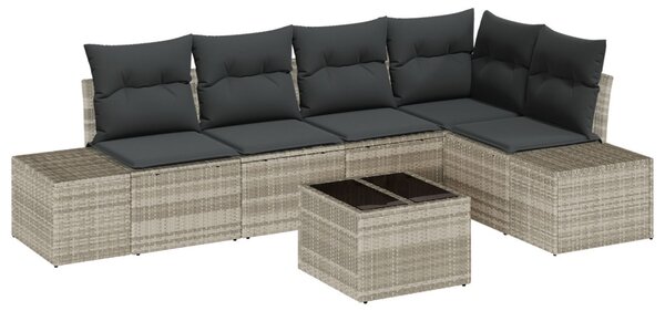 Kerti Kanapé Szett 6 pcs Világosszürke polirattan