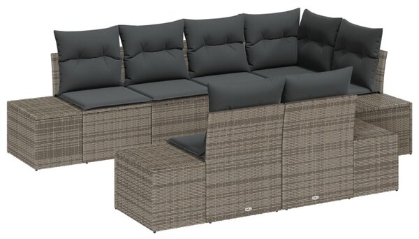 Kerti Kanapé Szett tárolóval 7 pcs Szürke polirattan
