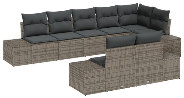 Kerti Kanapé Szett 8 db Szürke polirattan
