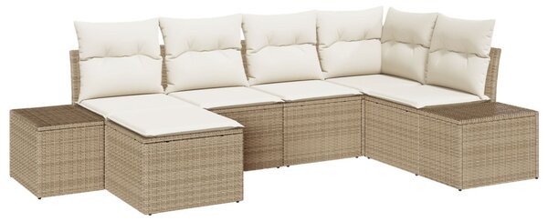 Kerti Kanapé Szett 6 db Beige és krém polirattan