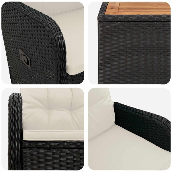 VidaXL Kerti lounge szett 2 db Fekete és krémfehér