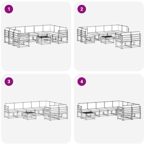 Kültéri kanapé szett 10 pcs Fehér és Antracitszürke