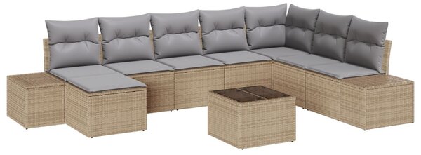 Kerti Kanapé Szett 9 db Bézs polirattan