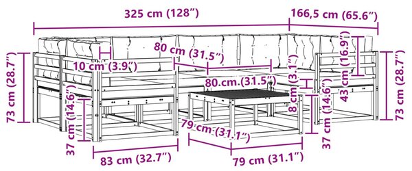 VidaXL Kültéri kanapé szett párnával 5 pcs Fehér és Krém színű