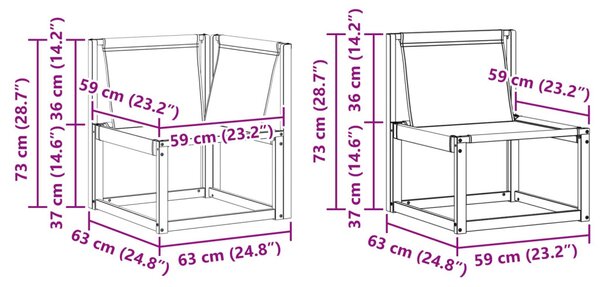 VidaXL Kültéri kanapé szett 7 pcs Természetes és Fekete
