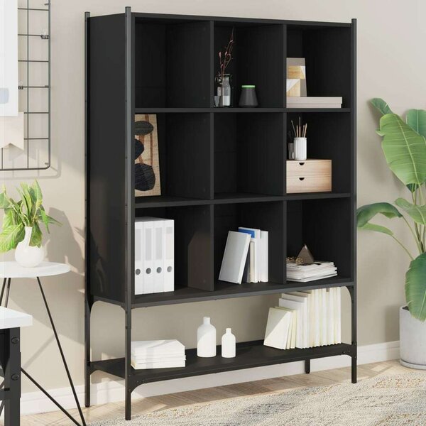 VidaXL Fekete Fa Könyvespolc - 10 Rekeszes - 102x30x141,5cm