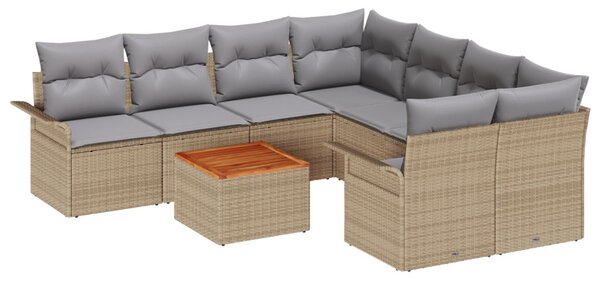 Kerti Kanapé Szett párnával 9 pcs Bézs polirattan