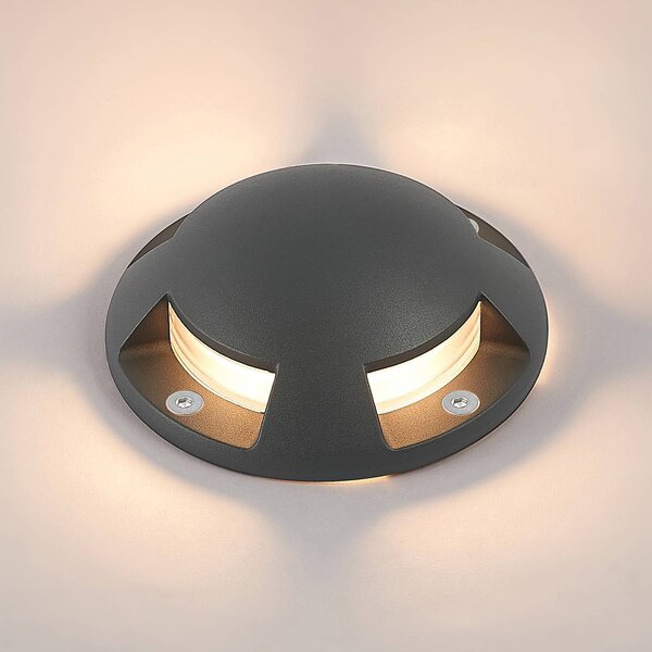 Lindby Huban LED padlósugárzó, 15 cm, 4 lámpás, antracit, Fekete, Alumínium, Modern