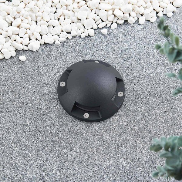 Lindby Huban LED padlósugárzó, 15 cm, 4 lámpás, antracit, Fekete, Alumínium, Modern