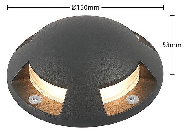 Lindby Huban LED padlósugárzó, 15 cm, 4 lámpás, antracit, Fekete, Alumínium, Modern